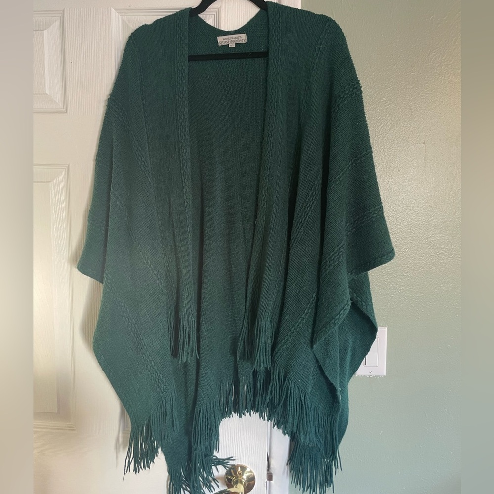 World market green knitted shawl